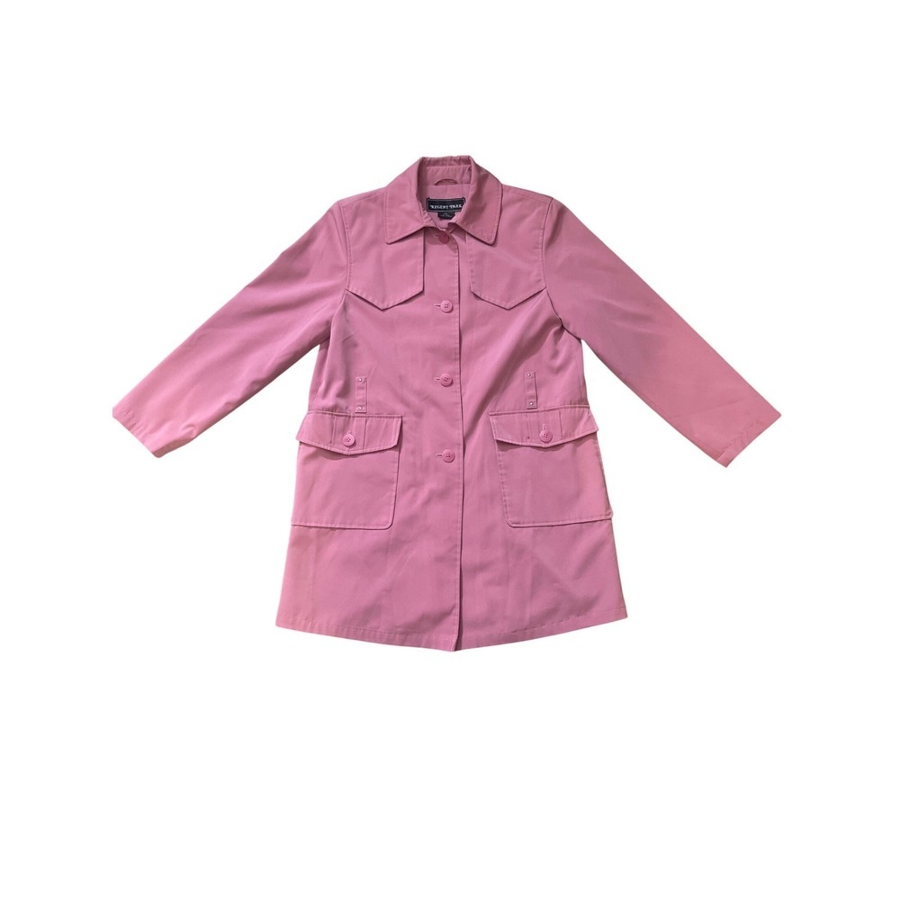 Regent Pink Button Front Trench Coat Jacket Womens Small Mod Coquette NWOT